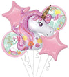 Unicorn Theme 5 in 1 Foil Balloons Bouquet Set [5 Pcs] - Funzoop