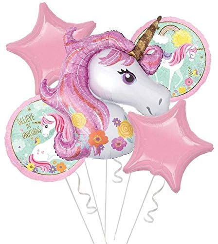 Unicorn Theme 5 in 1 Foil Balloons Bouquet Set [5 Pcs] - Funzoop