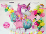 Unicorn Theme 5 in 1 Foil Balloons Bouquet Set [5 Pcs] - Funzoop
