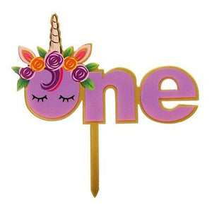 Unicorn Theme Number One Cake Topper - Funzoop