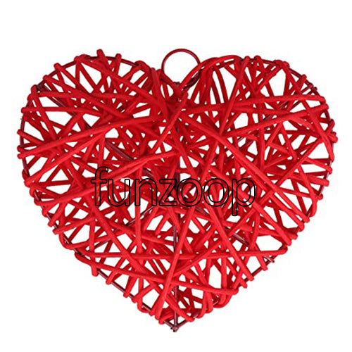 Heart shaped wicker decoration available in red and pink colours from Funzoop The Party Shop