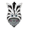 Cute Zebra Face Shaped Jungle Theme Foil Balloon shown as a product reference for animal-themed birthdays and safari celebrations and a coordinated party display.